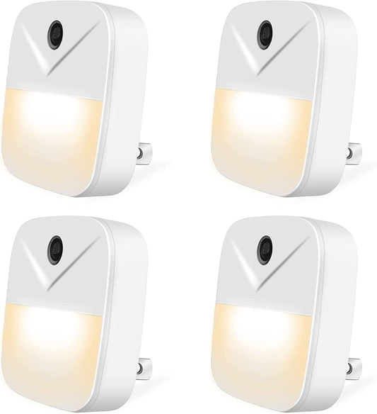 4 Pack LED Plug In Night Lights With Light Sensors, Automatic Wall Light, Warm Light