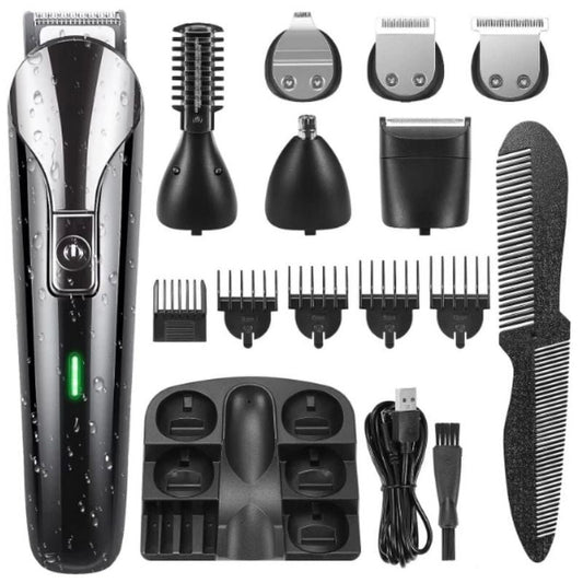 Beard Trimmer for Men,IPX7 Waterproof Electric Razor Shavers,Hair Trimmer for Nose Mustache Face Body, Cordless Clippers Gifts for Men,22 Piece Beard Grooming Kit Black