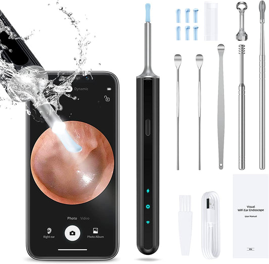 Ear Wax Removal, Ear Cleaner with 1080P HD Wireless Otoscope Ear Camera, Ear Wax Removal Tool with 6 LED Lights for Kids,Adults,Pets, Compatile with iPhone & Android