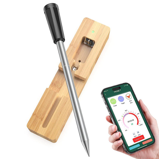 Smart Bluetooth Wireless Meat Probe Thermometer, Cincofelia Food Thermometer with Wireless Range, APP Control, BBQ Meat Thermometer for Grilling, Oven, Deep fryer, Cooking