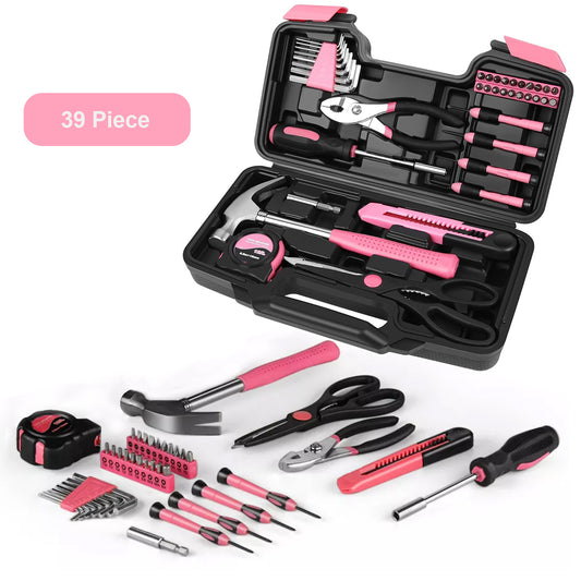 Pink Power Screwdriver Sets - Magnetic Screwdriver - Tool Sets for Women - Insulated Screwdriver Set - 39 Piece Phillips Head Hammer and Flat Head Tool for Women