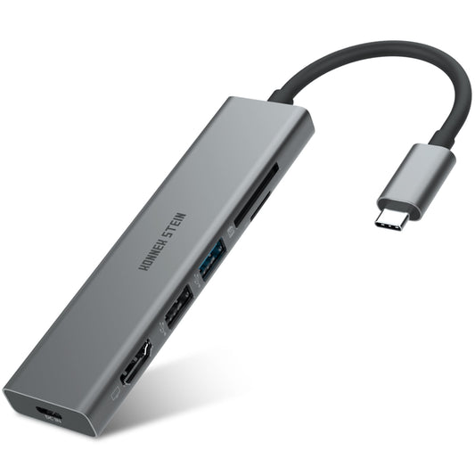 Stein USB C Hub, 6 in 1 USB C to 4k HDMI Port, SD TF Card Reader, 2 USB Ports, Power Delivery Type C Charging Port, Compatible for MacBook Pro XPS More Type C Devices, Gray