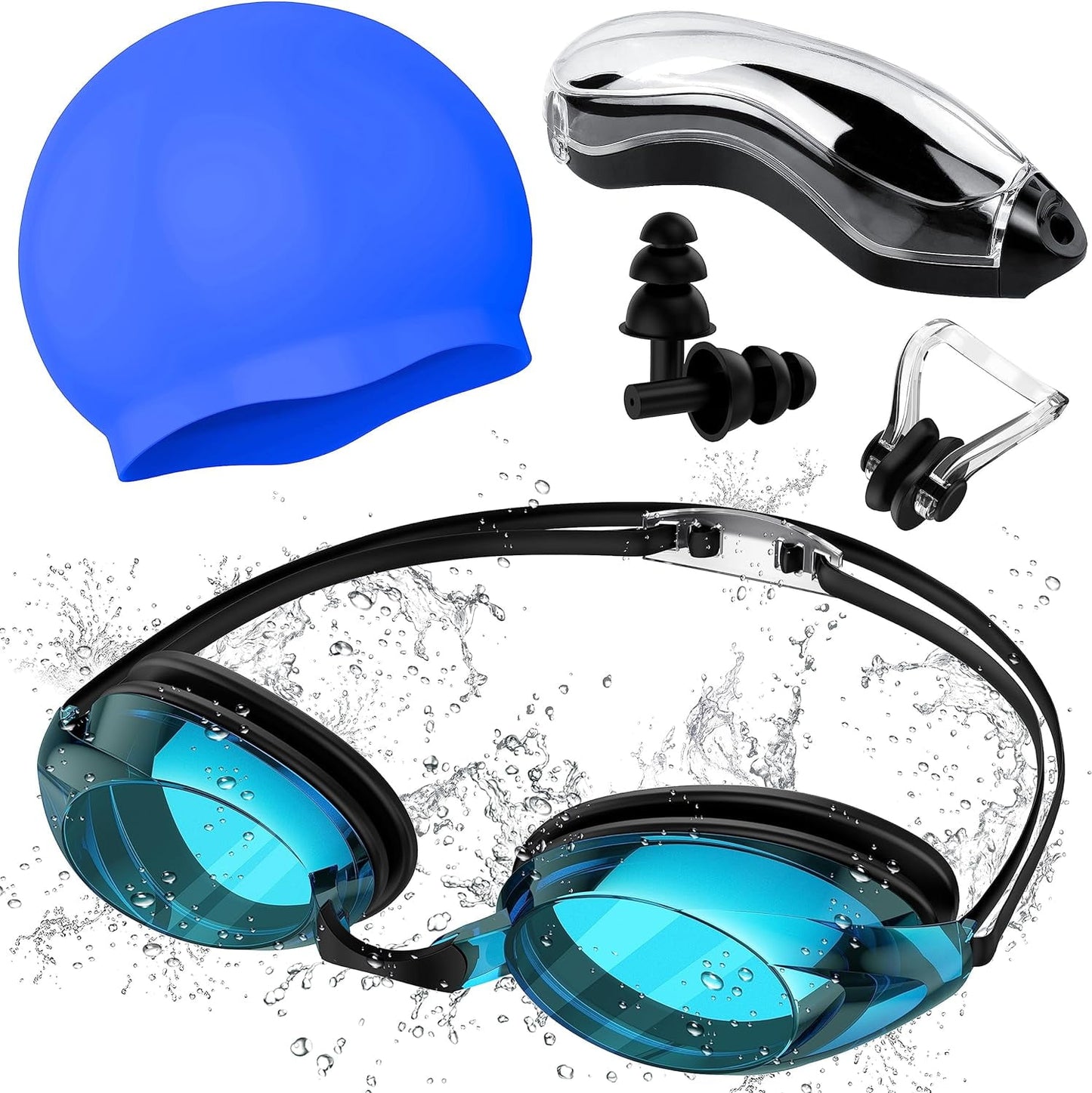 Swim Goggles, No Leak Waterproof Swimming Goggles for Kids,Men,Women, Goggles with Nose Cover, Tinted, Anti-fog Lenses with UV Protection