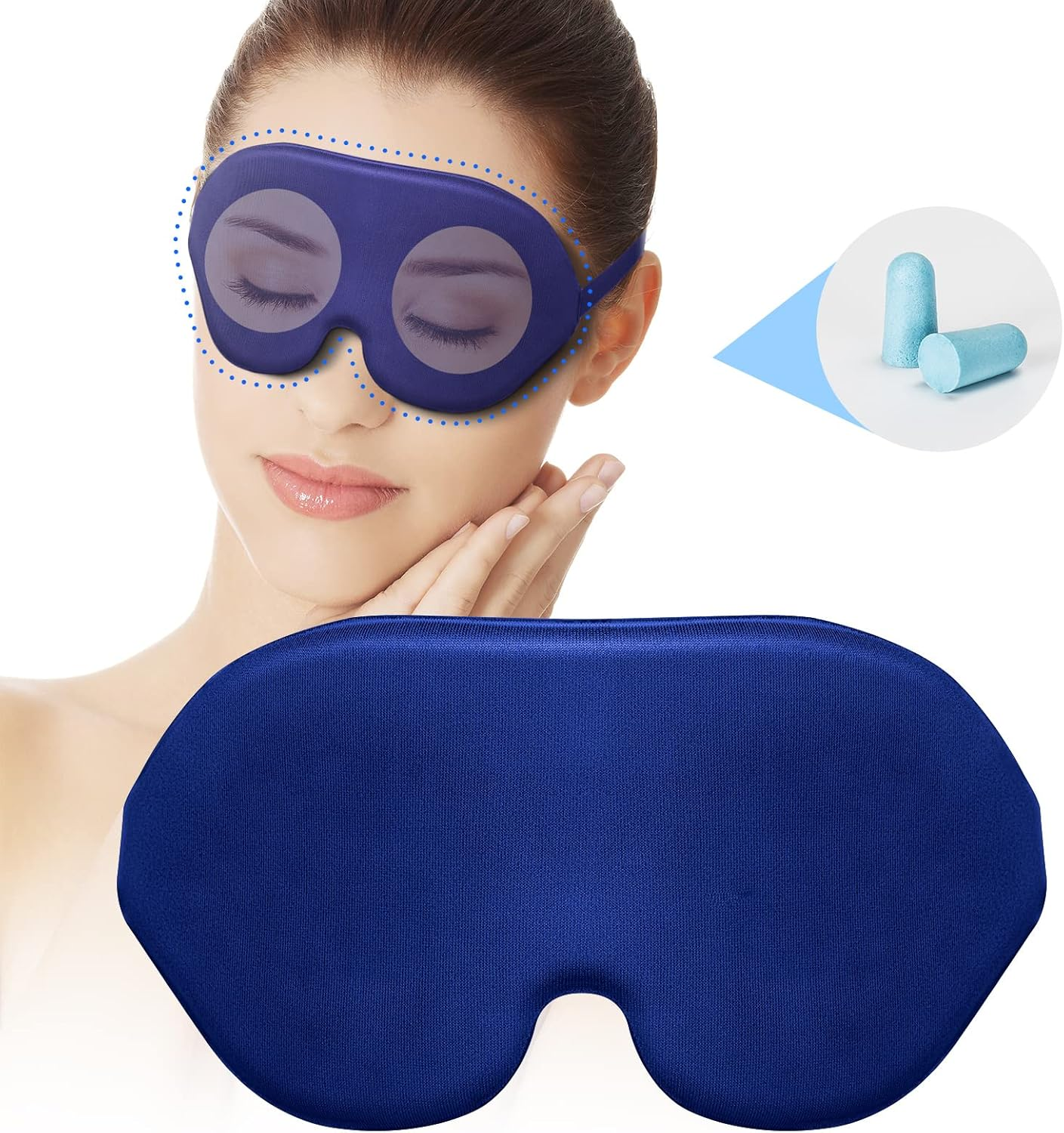 High-Performance Sleep Mask for Your Eyes, 100% Blackout, Memory Foam, Adjustable & Secure Fit, Blue