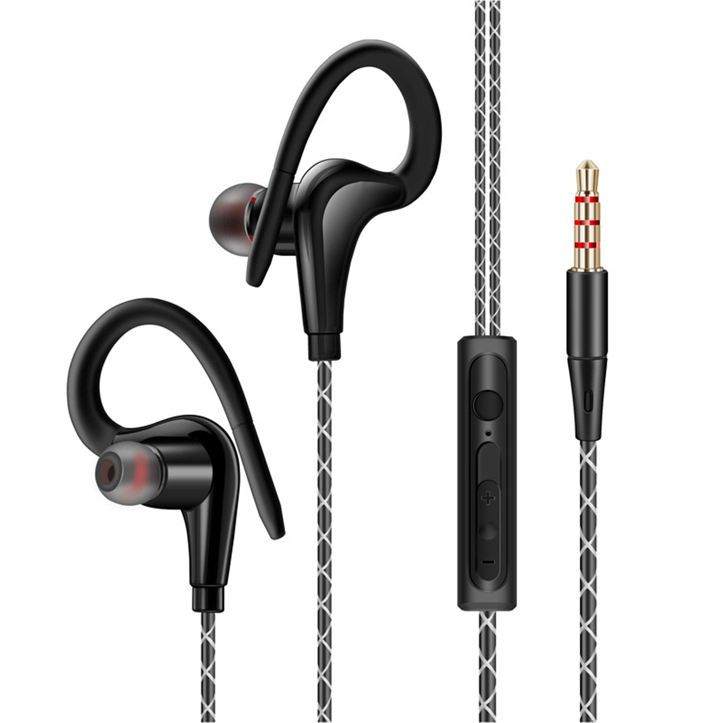 Wired Headset Sport Running Earphone Earbuds Over Ear Hook Headphone 3.5mm w/MIC, Cell Phone Ear Buds Headset Waterproof