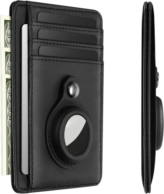 Airtag Wallet Holder,Slim Minimalist Front Pocket RFID Blocking Wallets for Men Women Blocking with Airtag Holder,Airtag Wallet Holder Black