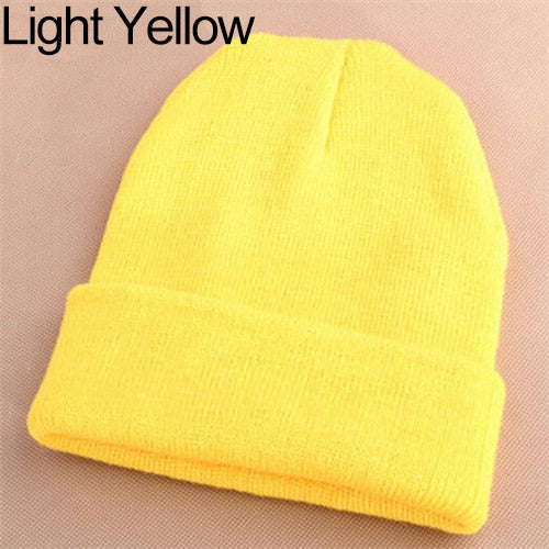 Men Women Beanie Knit Ski Cap Hip-Hop Winter Warm Elastic Wool Yarn Cuff Hat