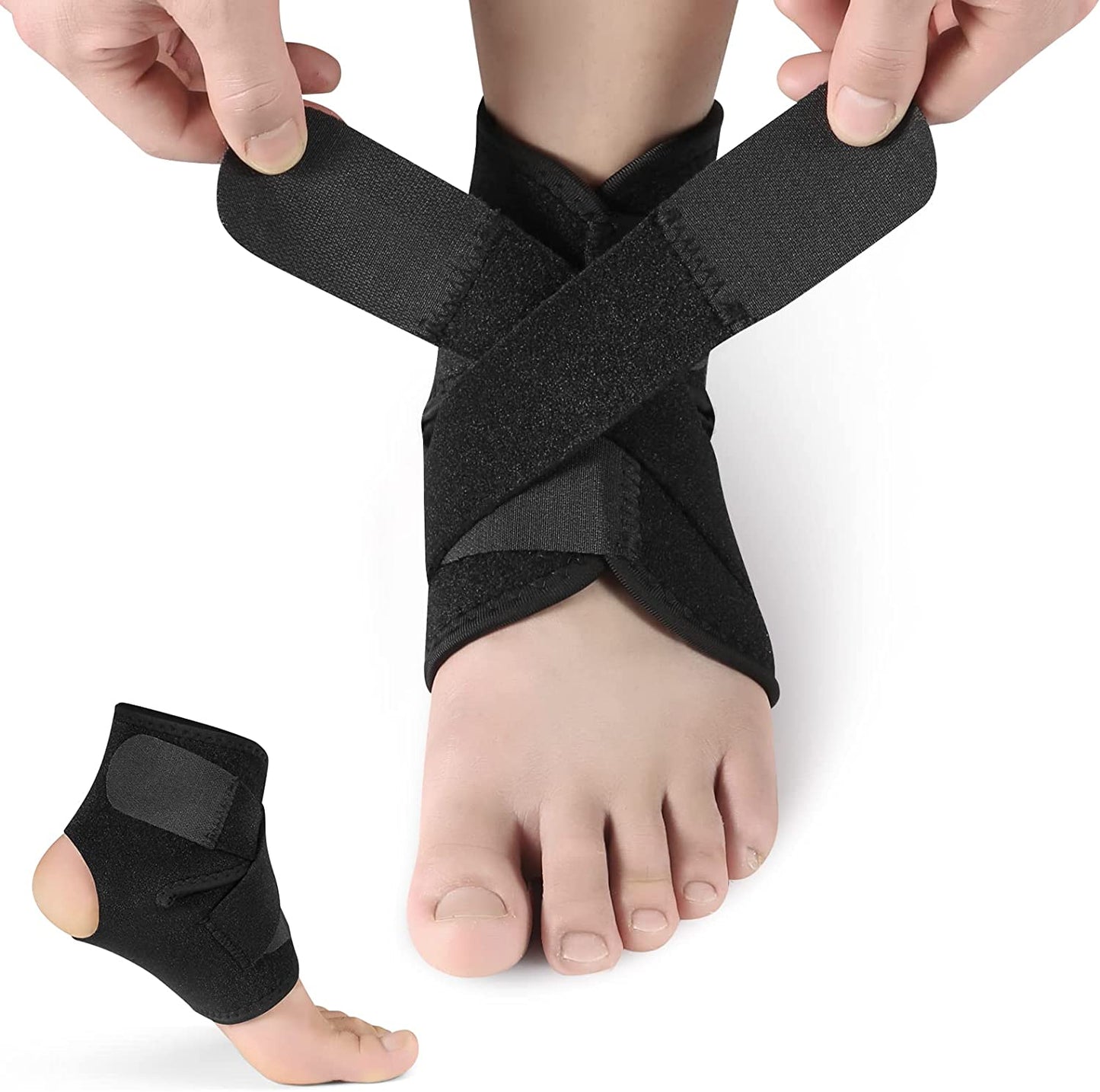 Ankle Support Brace Adjustable Ankle Brace Wrap Strap for Achilles Tendonitis Support Ligament Damage Sports Protect Plantar Fasciitis support Injury Recovery One Size for Men Women