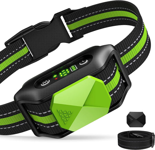 Versatile Dog Bark Collar Rechargeable,No Shock Green Suitable for All Dog Sizes,Equipped with Gentle Beep Vibration for Effective Training Perfect for Home,Walks,Pet Owners and Dog Trainers