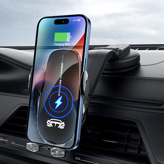 Wireless Car Charger 15W Fast Wireless Charger for Car Auto Clamping, Fit for iPhone 15 14 13 12 11 Pro Max Xs, Samsung Galaxy S23 Ultra S22 S21 S20 S10 S9 Note 9