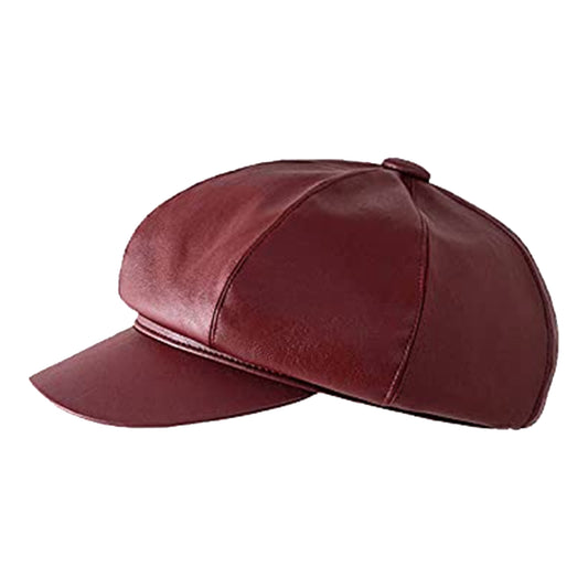 Juyafio Women Beret PU Leather Casual Newsboy Cap, Vintage Octagonal Flat Cap for Ladies