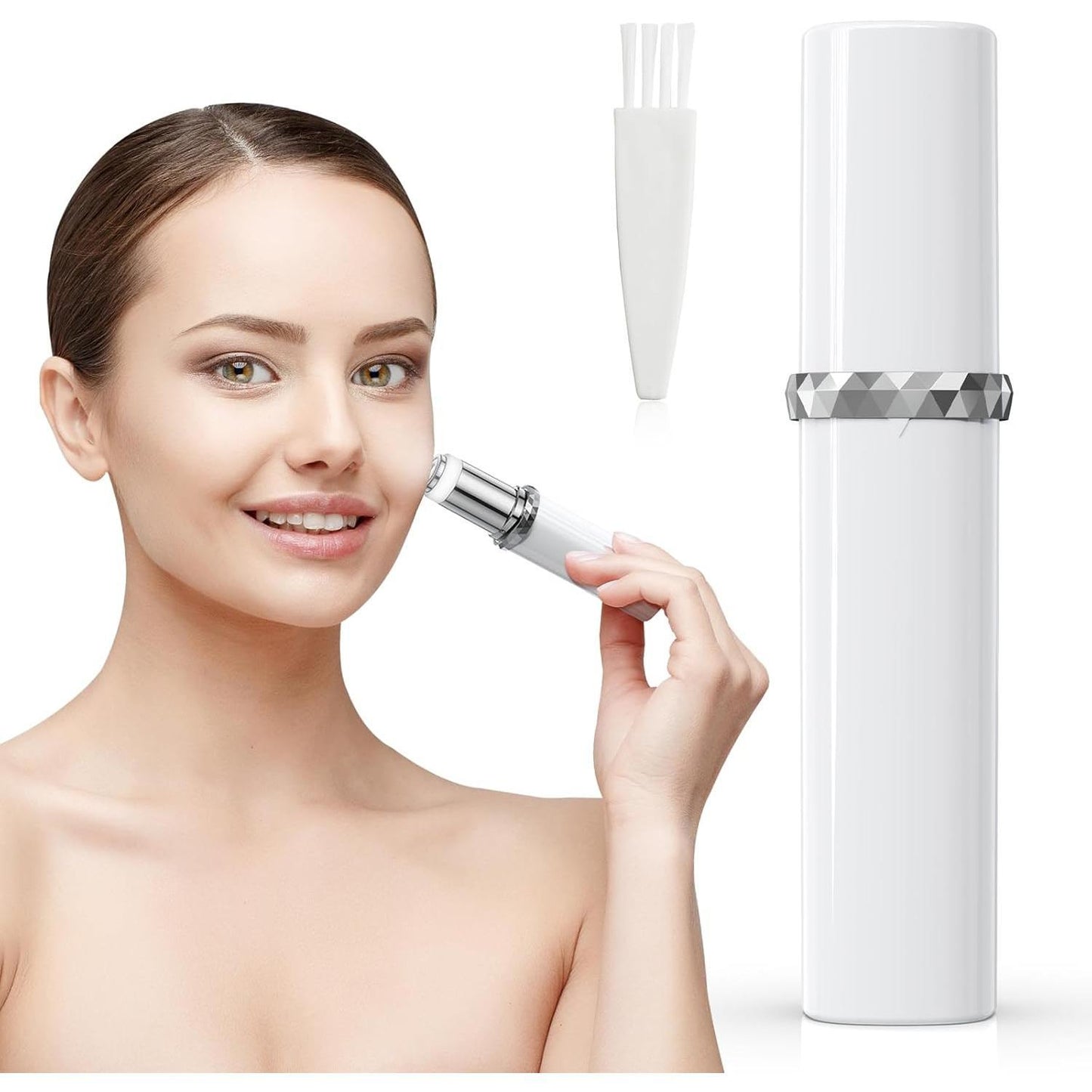 Flawless Facial Hair Remover for Women, White Electric Face Razor for Women with LED Light for Instant and Hair Remova MINI03 Battery Not Included