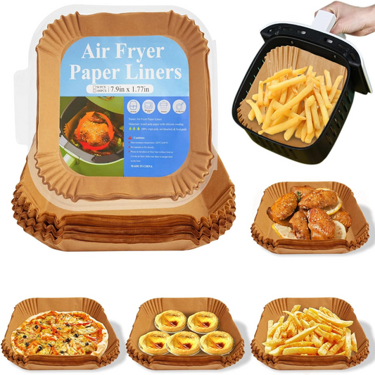 Air Fryer Liners Square,100 Pcs 7.9 inch Non-stick and Waterproof Disposable Parchment Paper for Frying,Baking,Cooking,Roasting