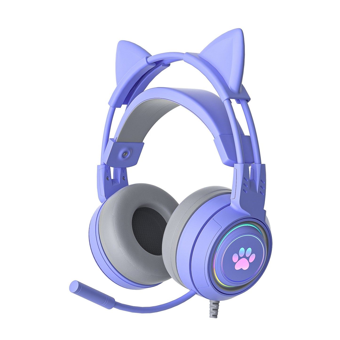 Hyper X Wireless Cat Ear Gaming Headset Purple, 3.5mm Mic Noise Cancelling And Audio Control Headphones Wi Gaming Headset with Microphone