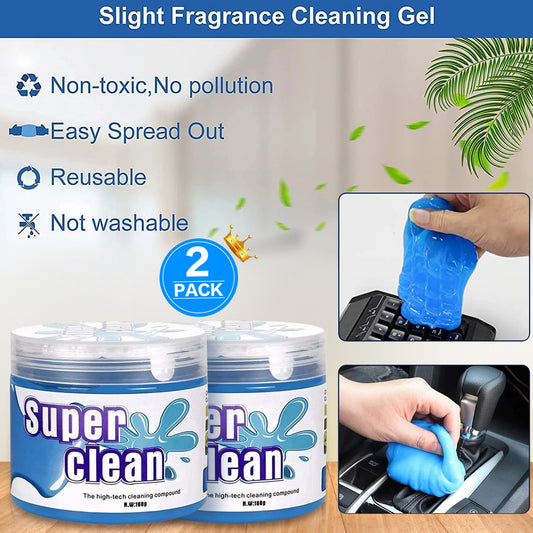 2 Pack Car Cleaning Gel Universal Dust Cleaning Gel for Electronic Devices Keyboard Cleaner Gel for Car Interiors/Crevice and Home Office Items Surfaces