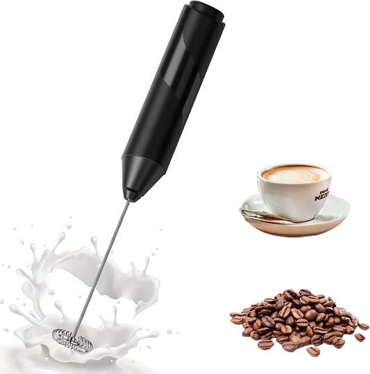 QSCQ Handheld Electric Milk Frother,Mini Frother Wand, Frother Wand Drink Mixer, Milk Frother for Coffee, Cappuccino,Black