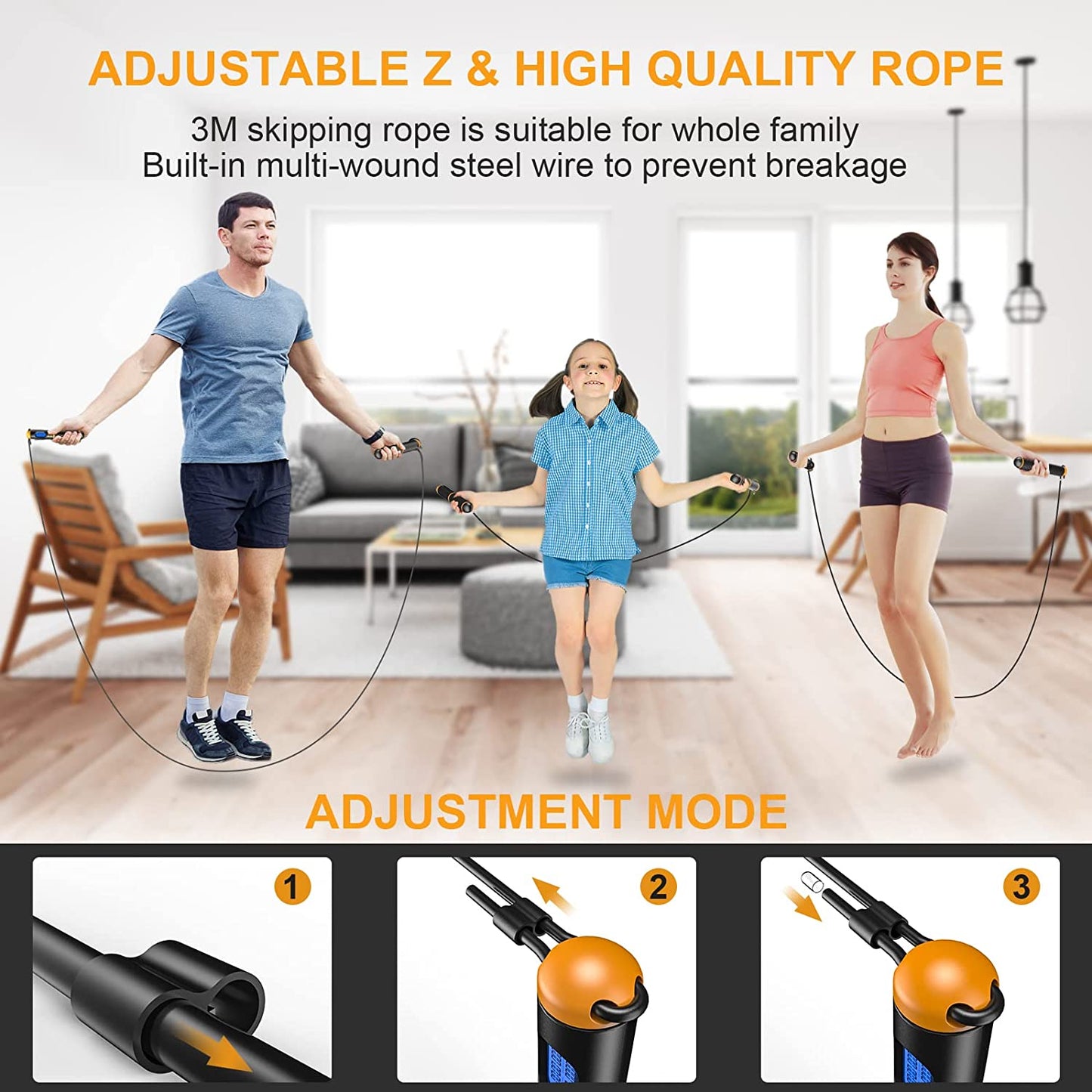 Smart Jump Rope for Men Women Kids, Fitness Skipping Rope with Count Time Calorie Analysis and HD LCD Display, Adjustable Jump Ropes for Home Gym