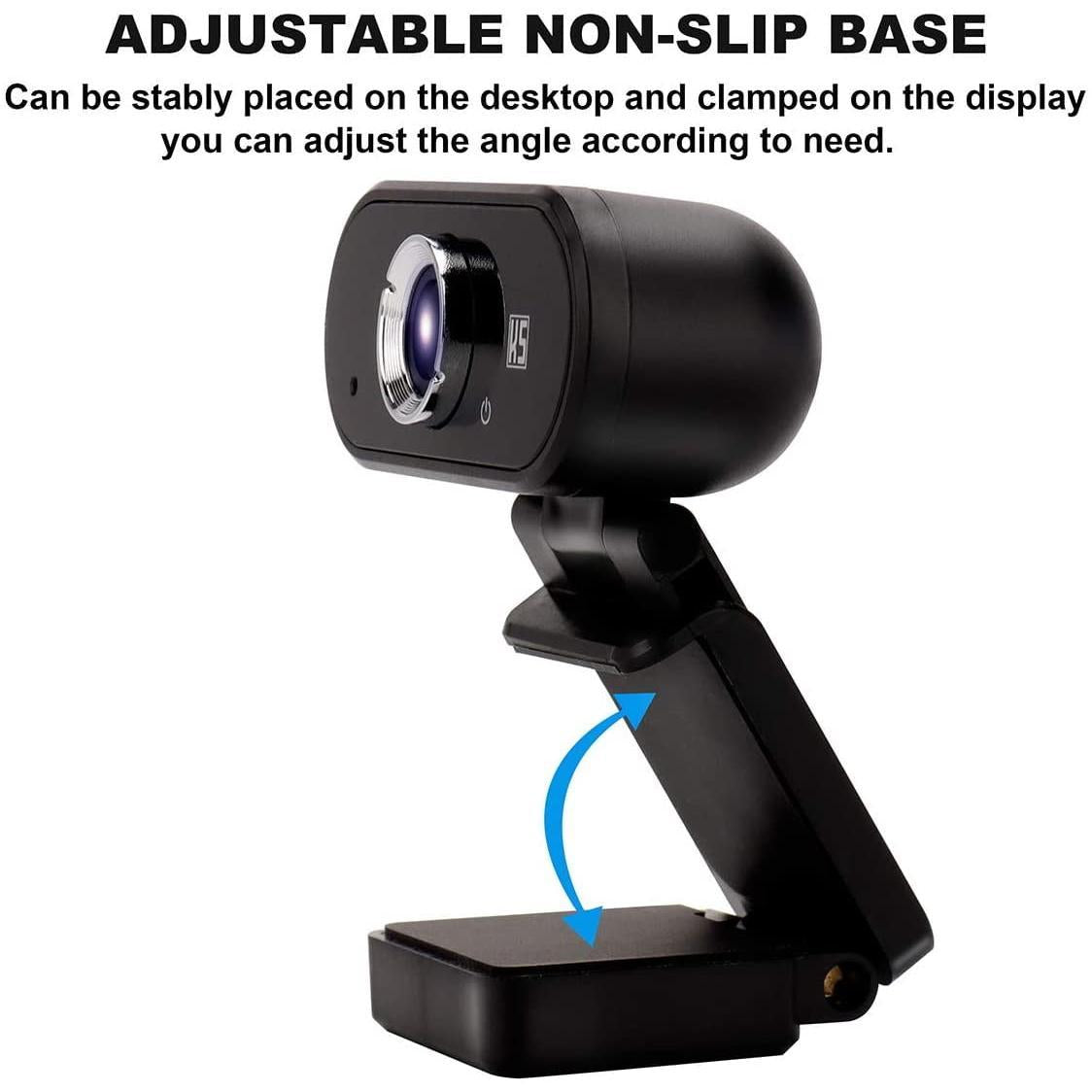 Webcam with Microphone, HD 1080P Webcam USB 2.0 Computer Camera, 110 Degrees Wide Angle for Desktop, Conferencing, Video Chatting, Compatible with Windows 10, 8, 7, XP and Mac OSX