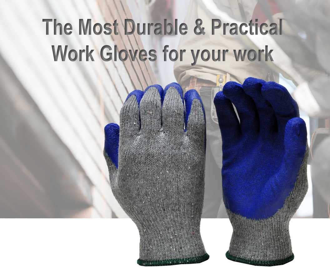 DZ Men's Large Rubber Latex Coated Work Gloves, 12 Count Per Pack