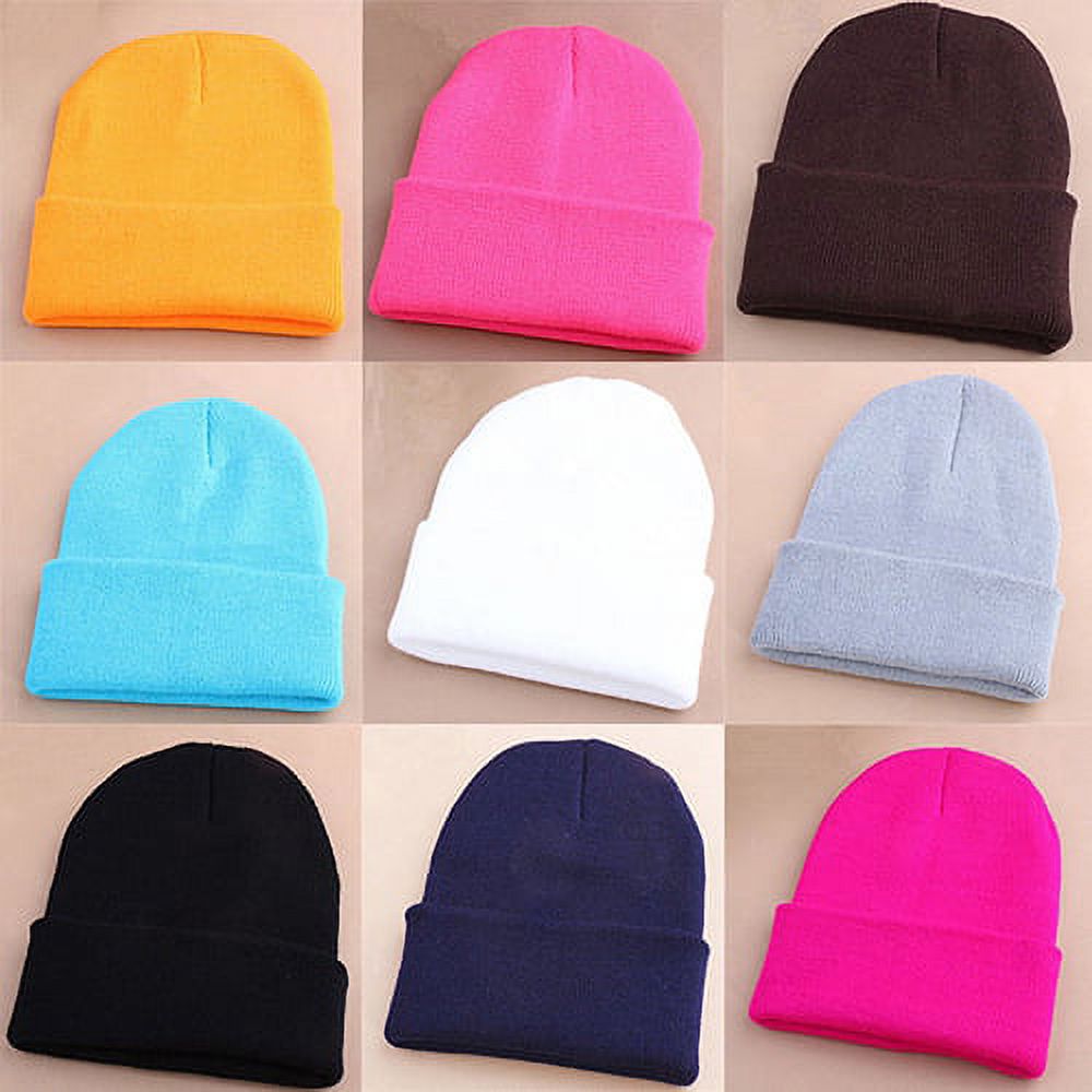 Men Women Beanie Knit Ski Cap Hip-Hop Winter Warm Elastic Wool Yarn Cuff Hat