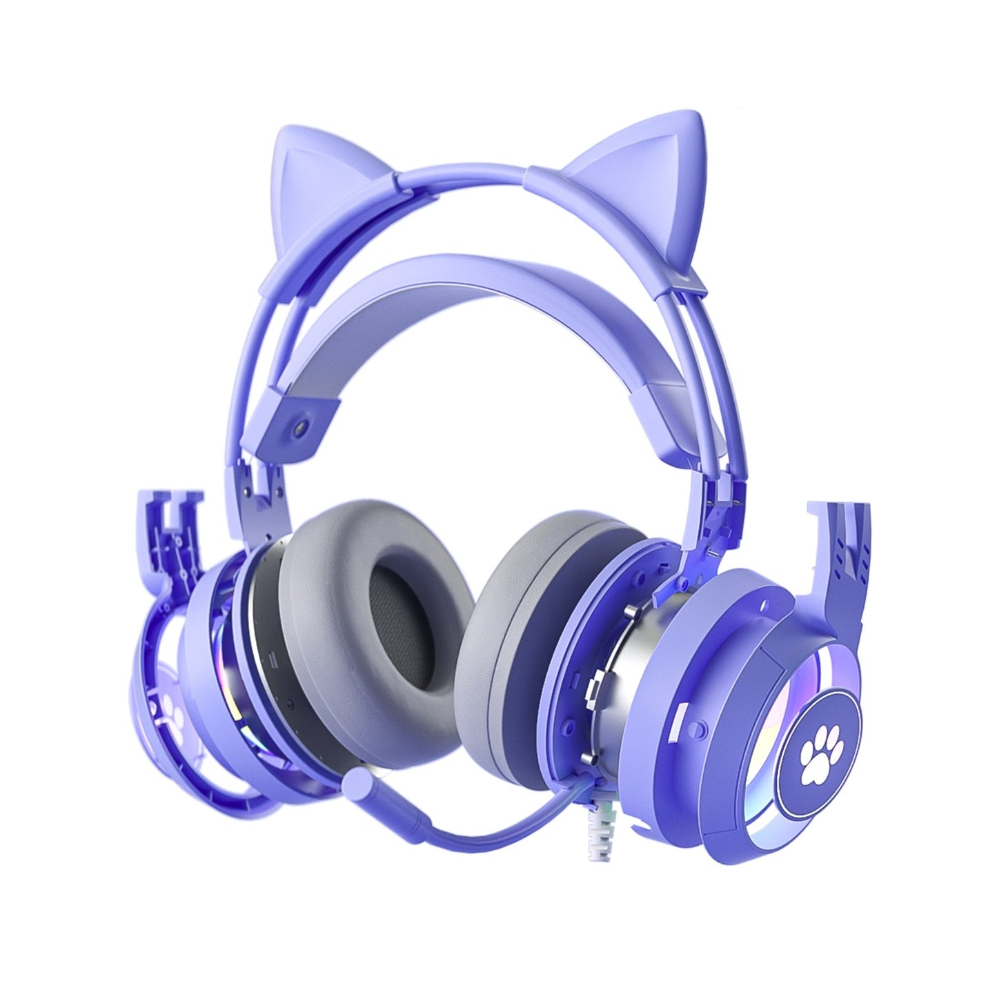 Hyper X Wireless Cat Ear Gaming Headset Purple, 3.5mm Mic Noise Cancelling And Audio Control Headphones Wi Gaming Headset with Microphone