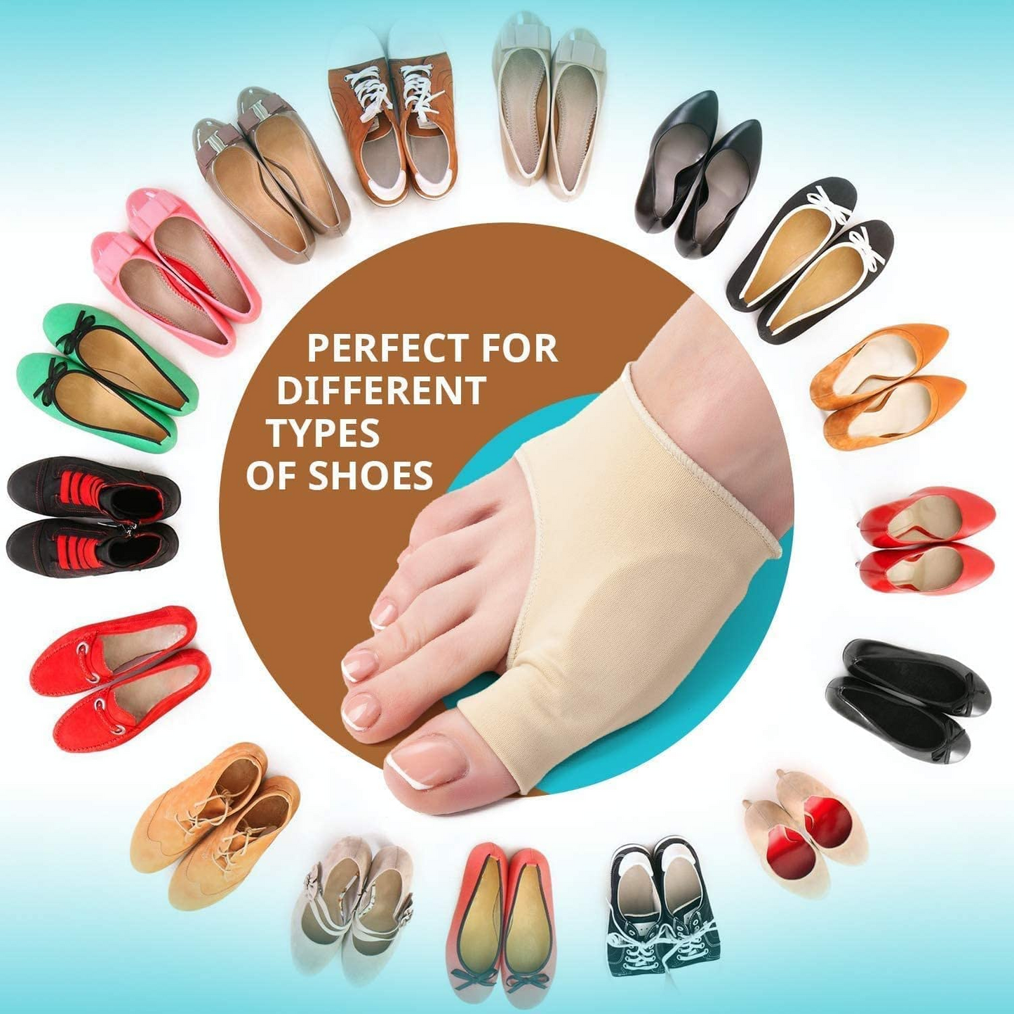 Bunion Relief Toe Corrector, Massaging Gel Bunion Splint Big Toe Straightener, 1 Support Set (1 Left, 1 Right)