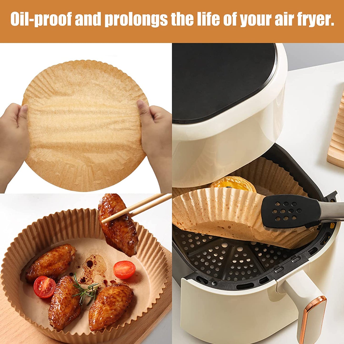 Air Fryer Paper Liners, 25Pcs 6.3 inch Non-Stick Air Fryer Liners Disposable Oil-Proof Air Fryer Parchment Paper for Baking Roasting Microwave