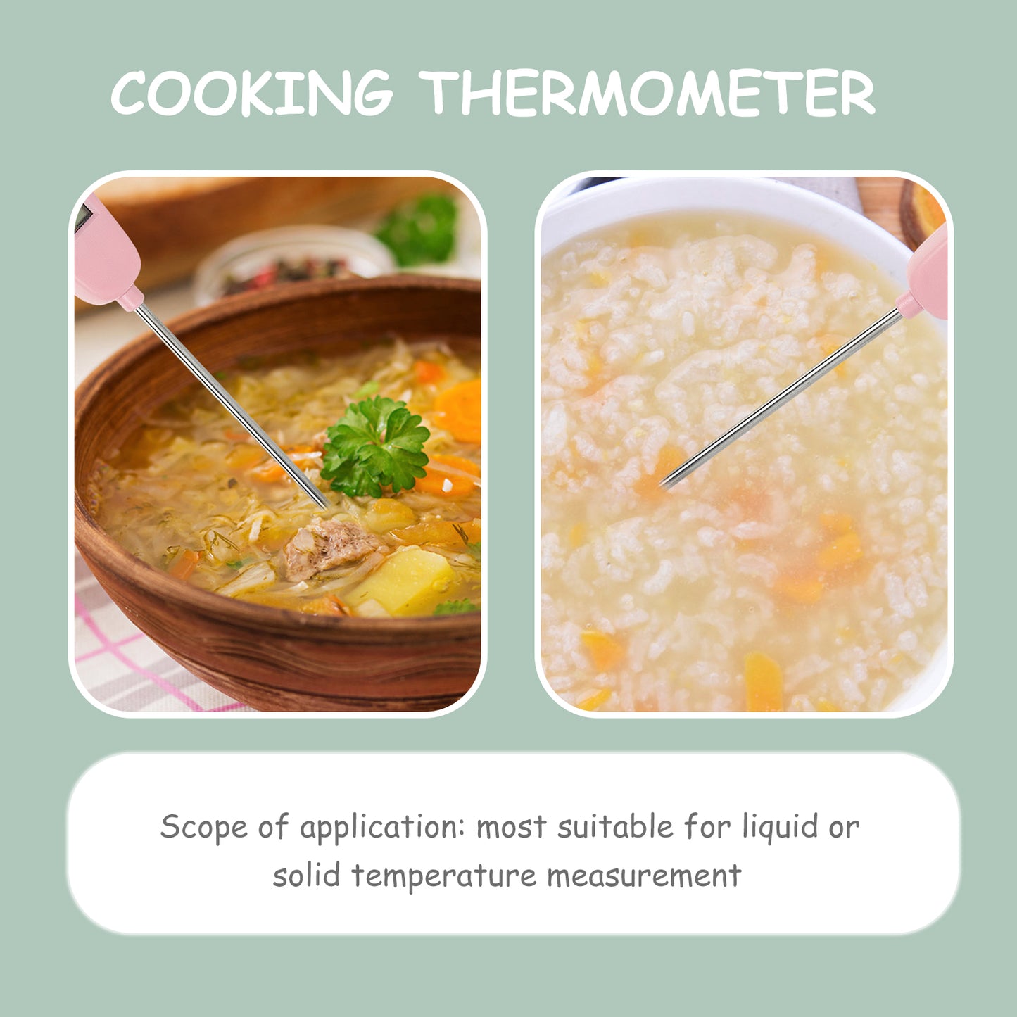 Digital Thermometer Instant Read Candy Food Scale Monitors Meat Probe Stainless Steel Baby Pink