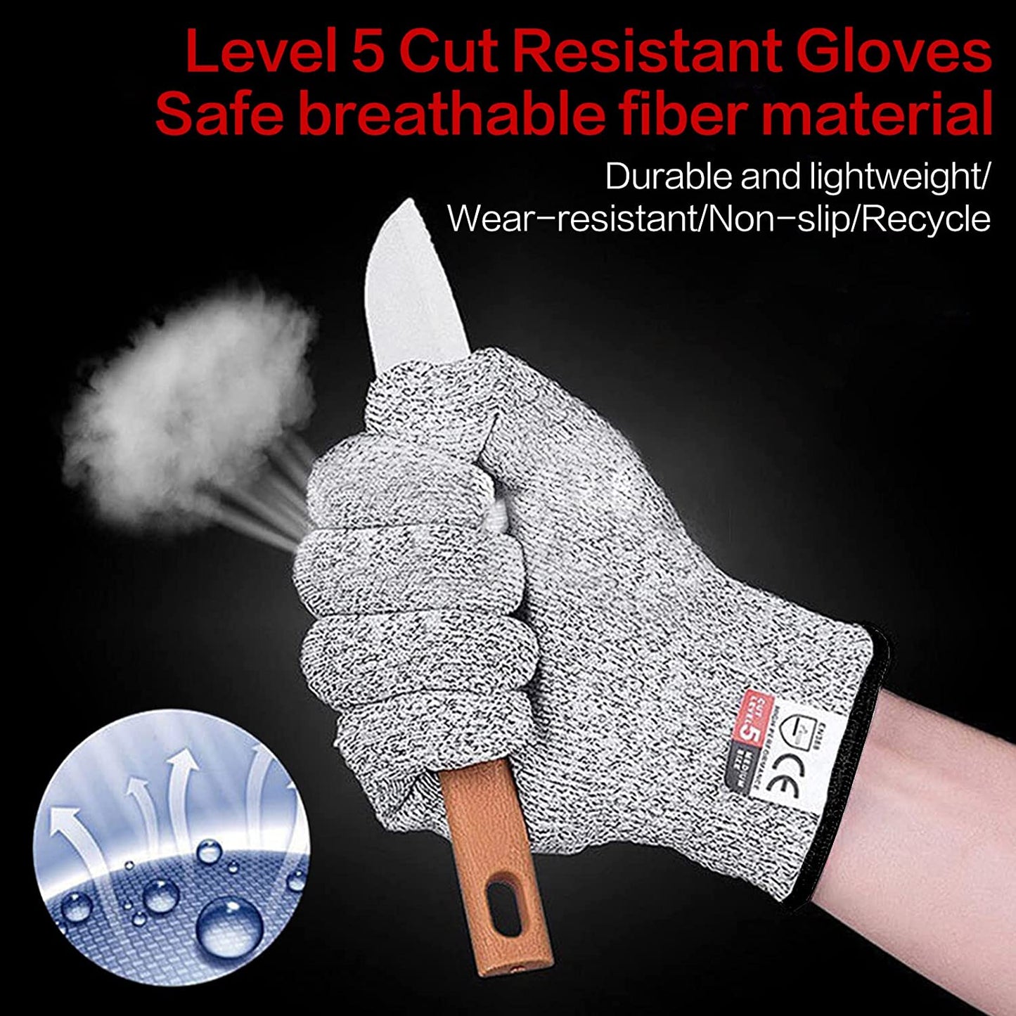 Cut Resistant Gloves, Food Grade Safety Gloves Kitchen Anti Cut Gloves for Cutting, Level 5 Proof Cutting Work Gloves