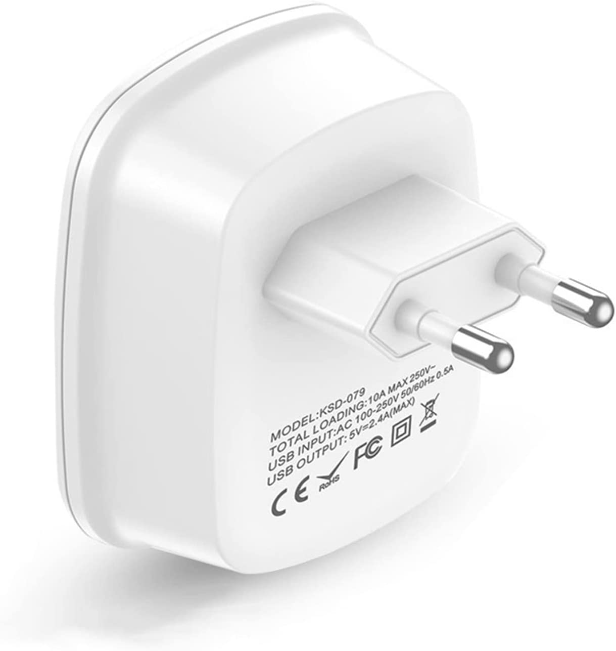 European Travel Plug Adapter with 2 USB, Multifunctional European Plug Adapter for US to Most of Europe EU Spain Italy France Germany