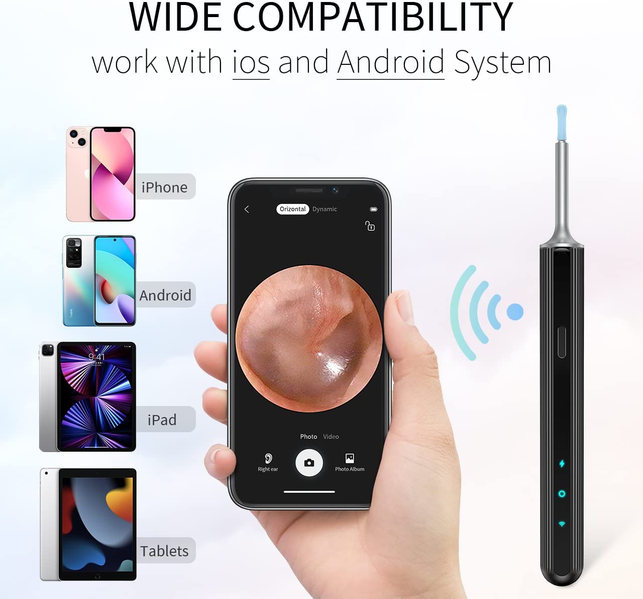 Ear Wax Removal, Ear Cleaner with 1080P HD Wireless Otoscope Ear Camera, Ear Wax Removal Tool with 6 LED Lights for Kids,Adults,Pets, Compatile with iPhone & Android