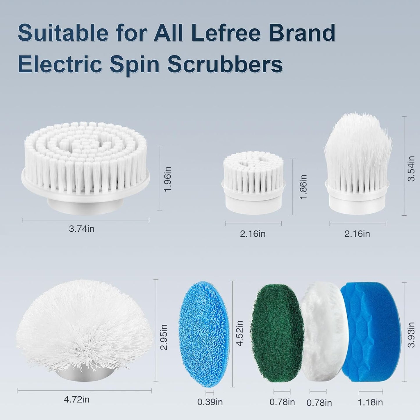 Electric Spin Scrubber Brush Head Set, 8 Pack of Replaceable Heads Compatible with All ANS-8051A & ANS-8050 Brand Electric Cleaning Brushes for Household Use