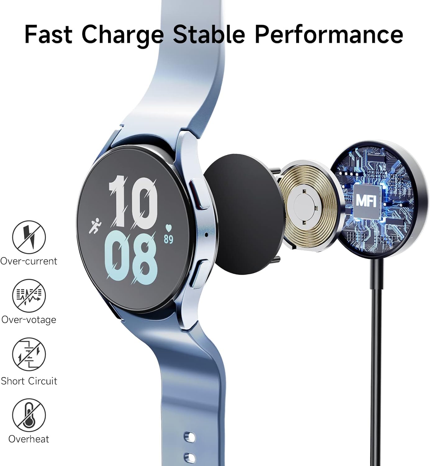 2 Pack Charger Compatible with Samsung Galaxy Watch 6/6 Classic/5/5 Pro, Replacement USB Magnetic Charging Cable Cord Stand for Galaxy Watch 4/4 Classic/3/Active 2/Active Wireless Charging Dock, 3.3ft