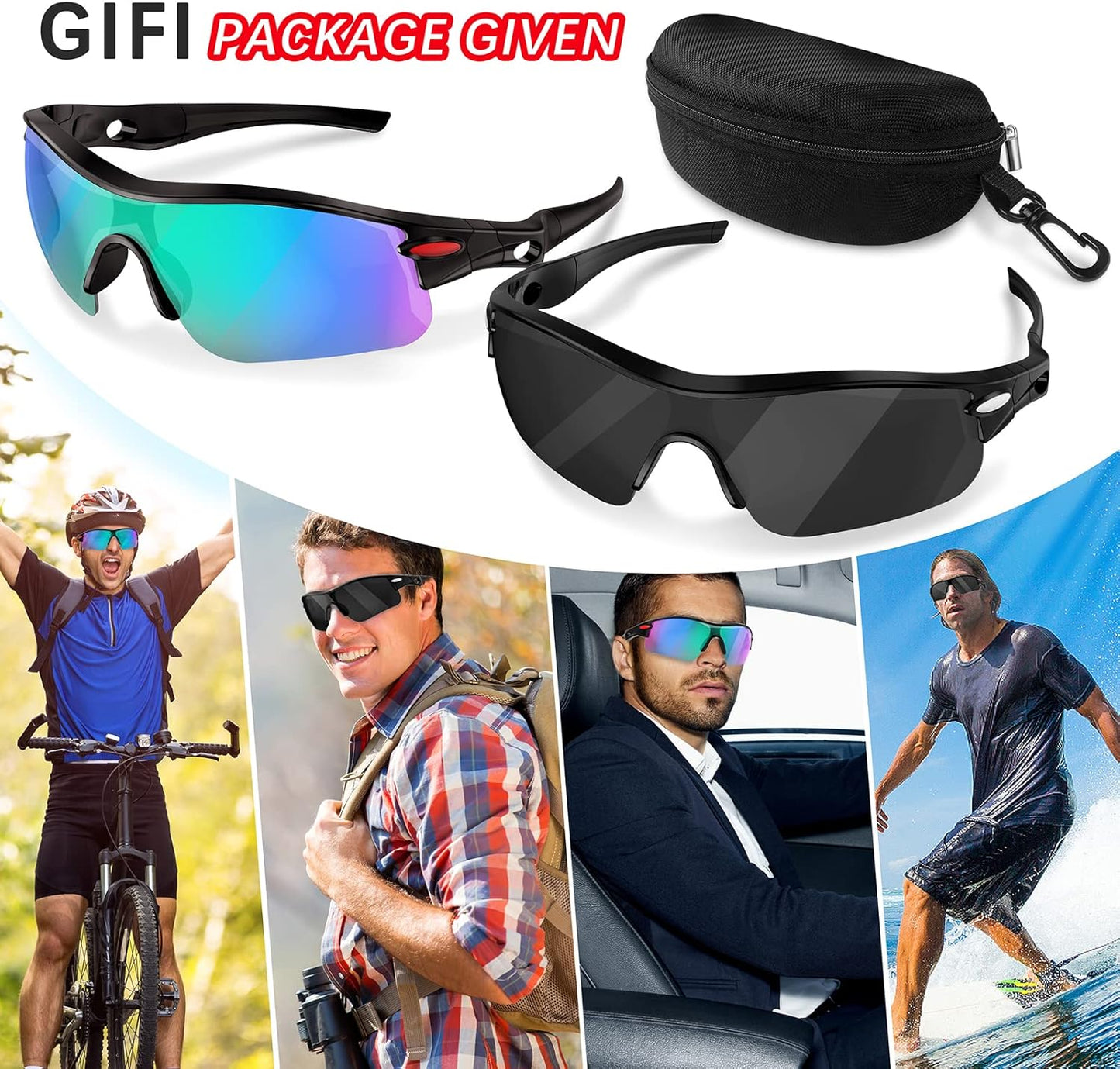 Juyafio Sports Sunglasses for Men Women Youth Baseball Fishing Cycling Running Golf Motorcycle Glasses Sports Sunglasses