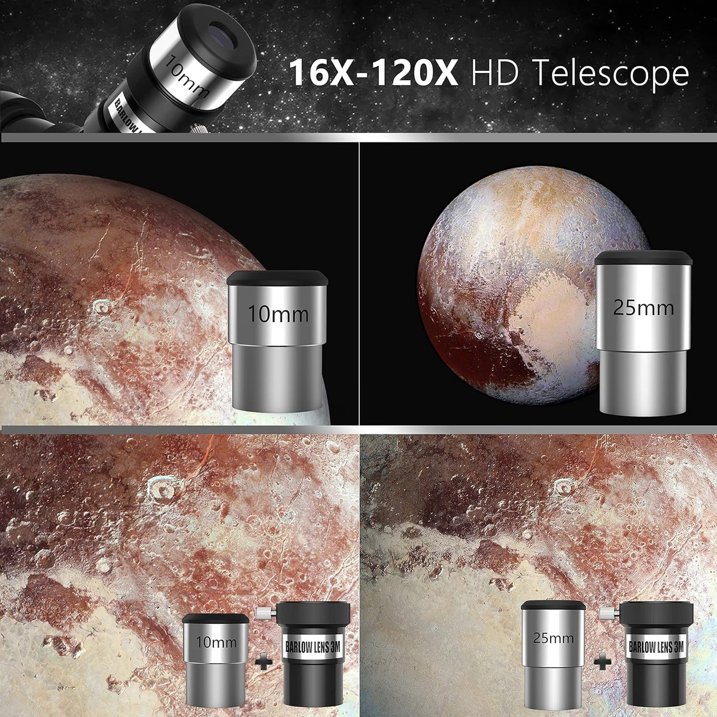 Juyafio Telescope, 70mm Aperture Telescopes for Astronomy, 16X-120X Magnification Telescopes for Kids,Adults, Portable Refractor Telescope with Adapter and Tripod