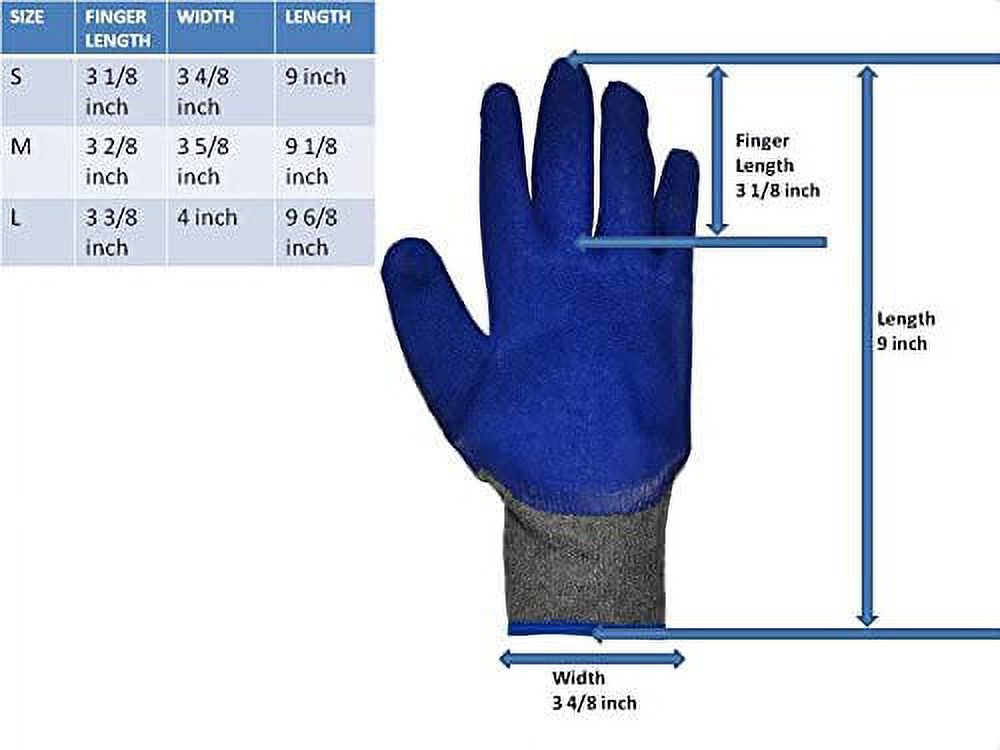 DZ Men's Large Rubber Latex Coated Work Gloves, 12 Count Per Pack