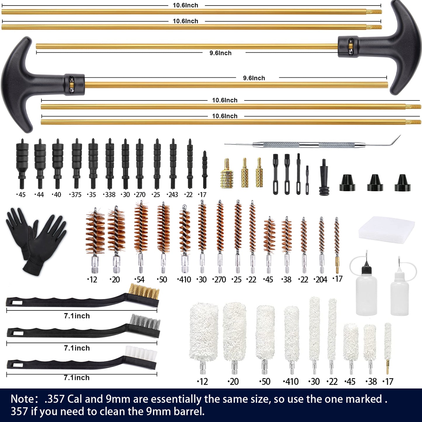 Gun Cleaning Kit Hunting Handgun Shot Gun Cleaning Kit for All Guns with Case Travel Size Portable Metal Brushes