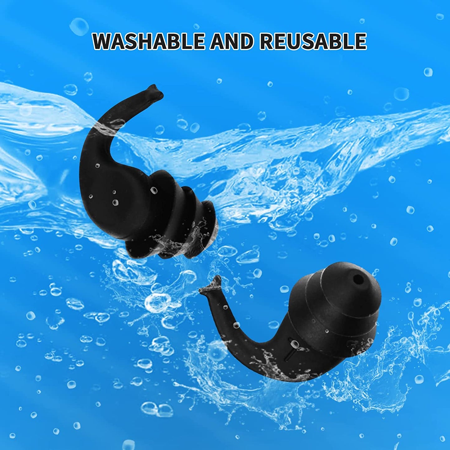 EarPlugs for Sleeping Noise Cancelling 2 Pairs Reusable Silicone Earplugs Waterproof Noise Reduction for Concert, Swimming, Sleeping, Snoring, Work,Study(Black and Blue)