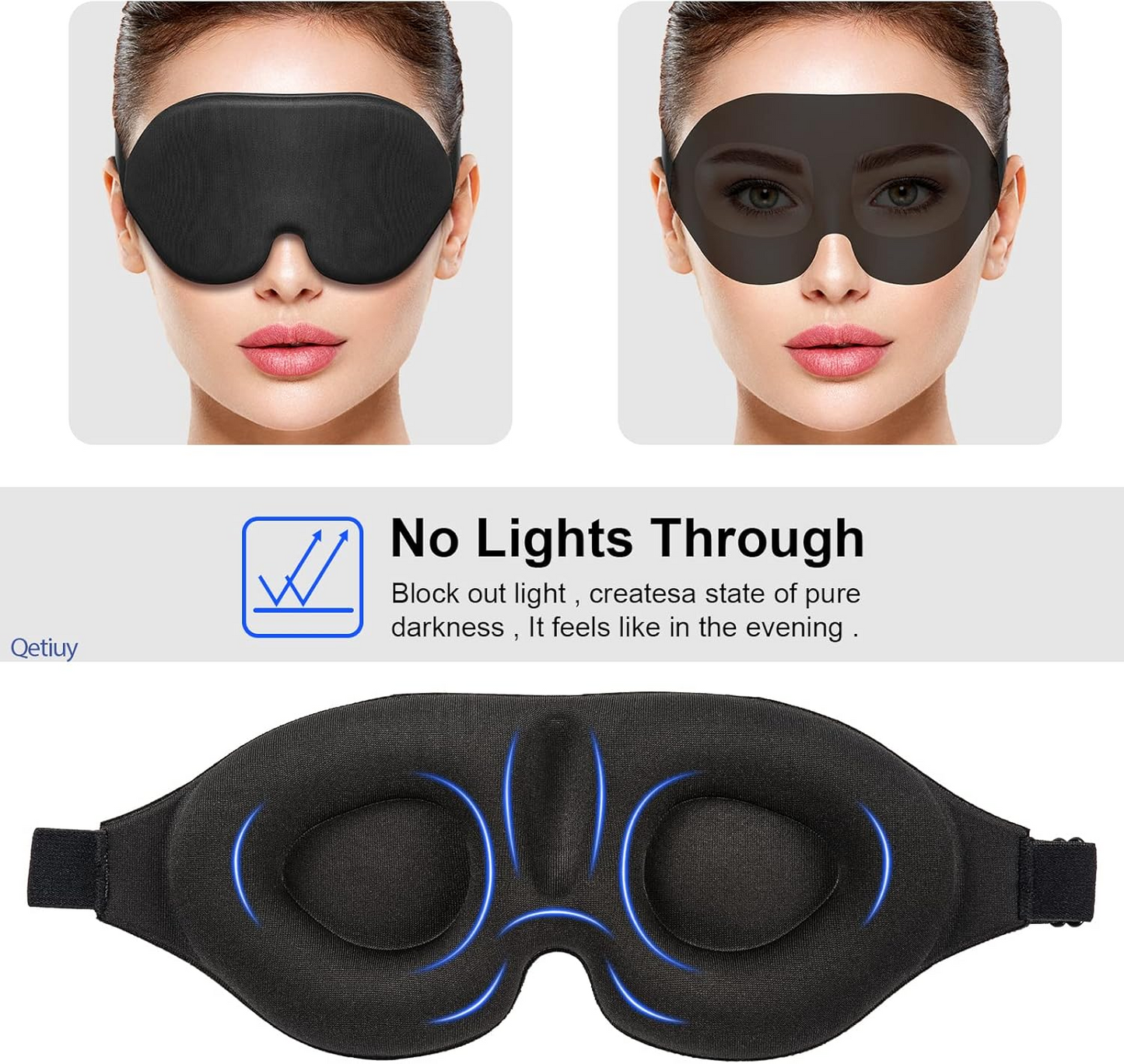 High-Performance Sleep Mask for Your Eyes, 100% Blackout, Memory Foam, Adjustable & Secure Fit, Blue