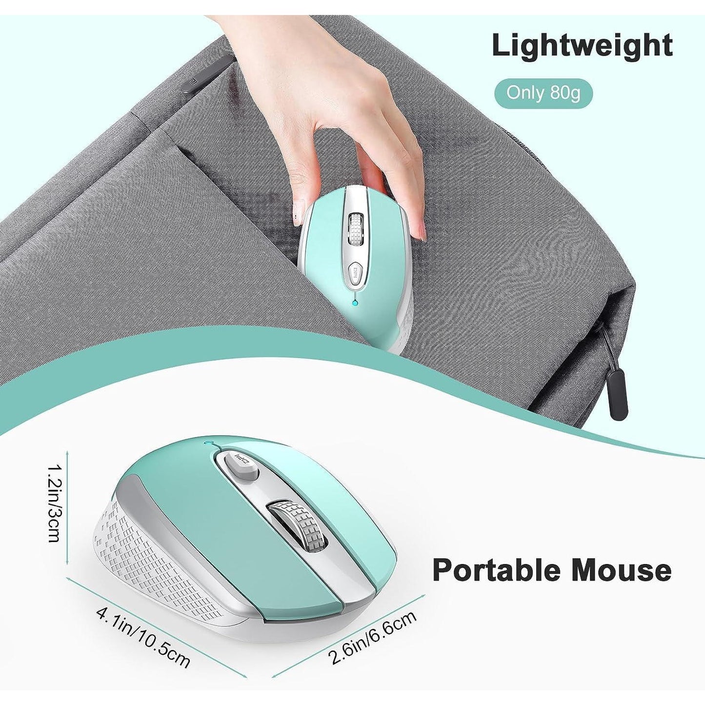 Computer Mouse Wireless, 2.4G Ergonomic Optical Mouse, Computer Mouse for Laptop, PC, Computer, Chromebook, Notebook, Auto-sleep Mode, USB Receiver, 6 Buttons, 3 Adjustment DPI, Blue