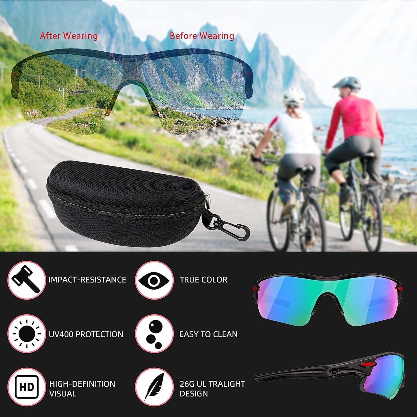 Juyafio Sports Sunglasses for Men Women Youth Baseball Fishing Cycling Running Golf Motorcycle Glasses Sports Sunglasses