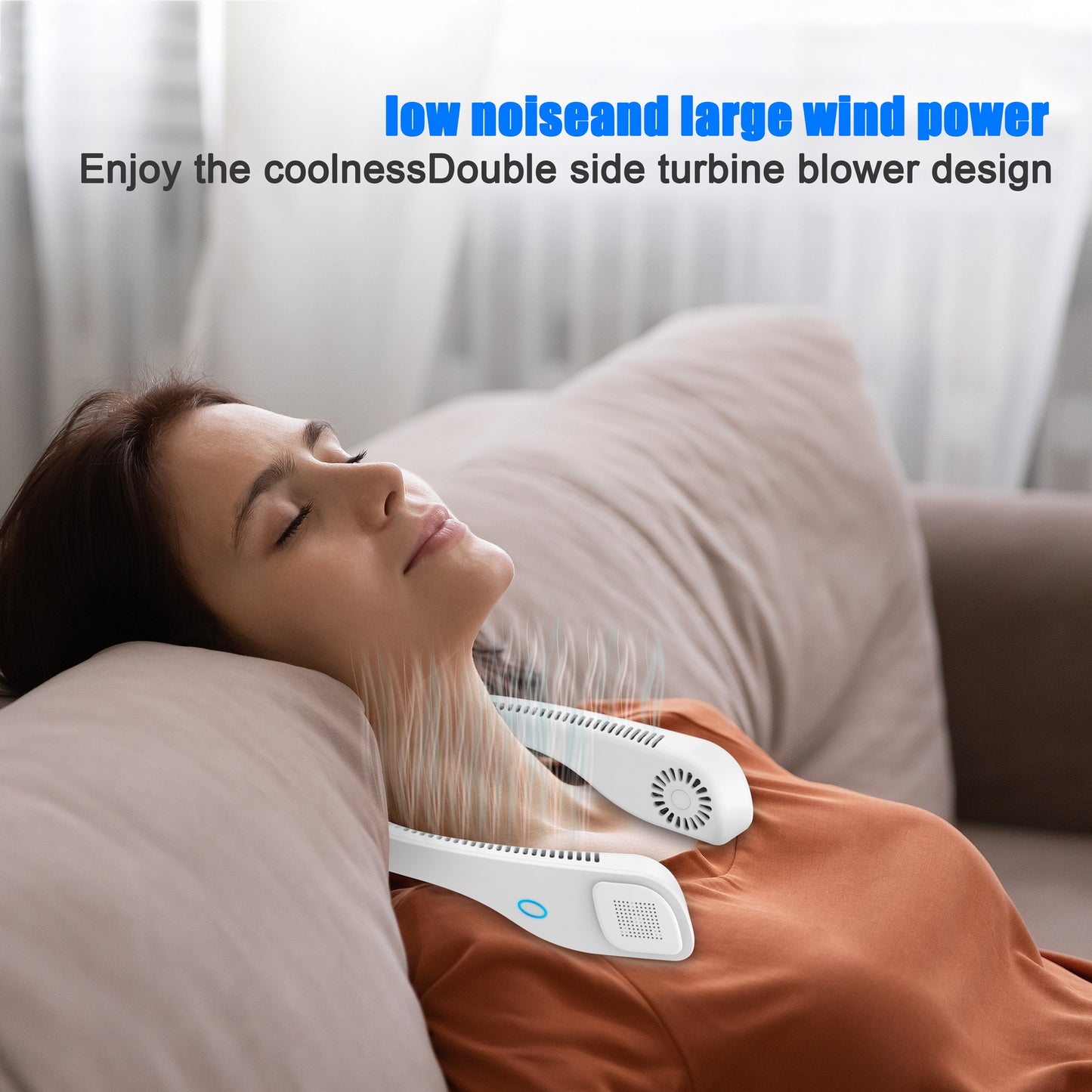 Portable Neck Fan Hands Free Bladeless Neck Fan 360° Cooling Personal Mini Foldable Neck Air Conditioner with 3 Speeds 2000mAh Rechargeable Quiet Fan for Travel Outdoor