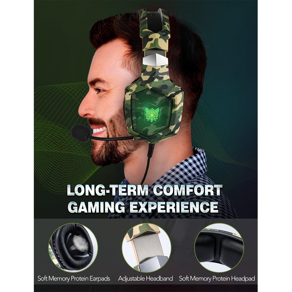 Gaming Headset, Noise Canceling Over Ear Gaming Headphones with Mic & LED Light, Compatible with PS5, PS4, Xbox One, Sega Dreamcast, PC, PS2