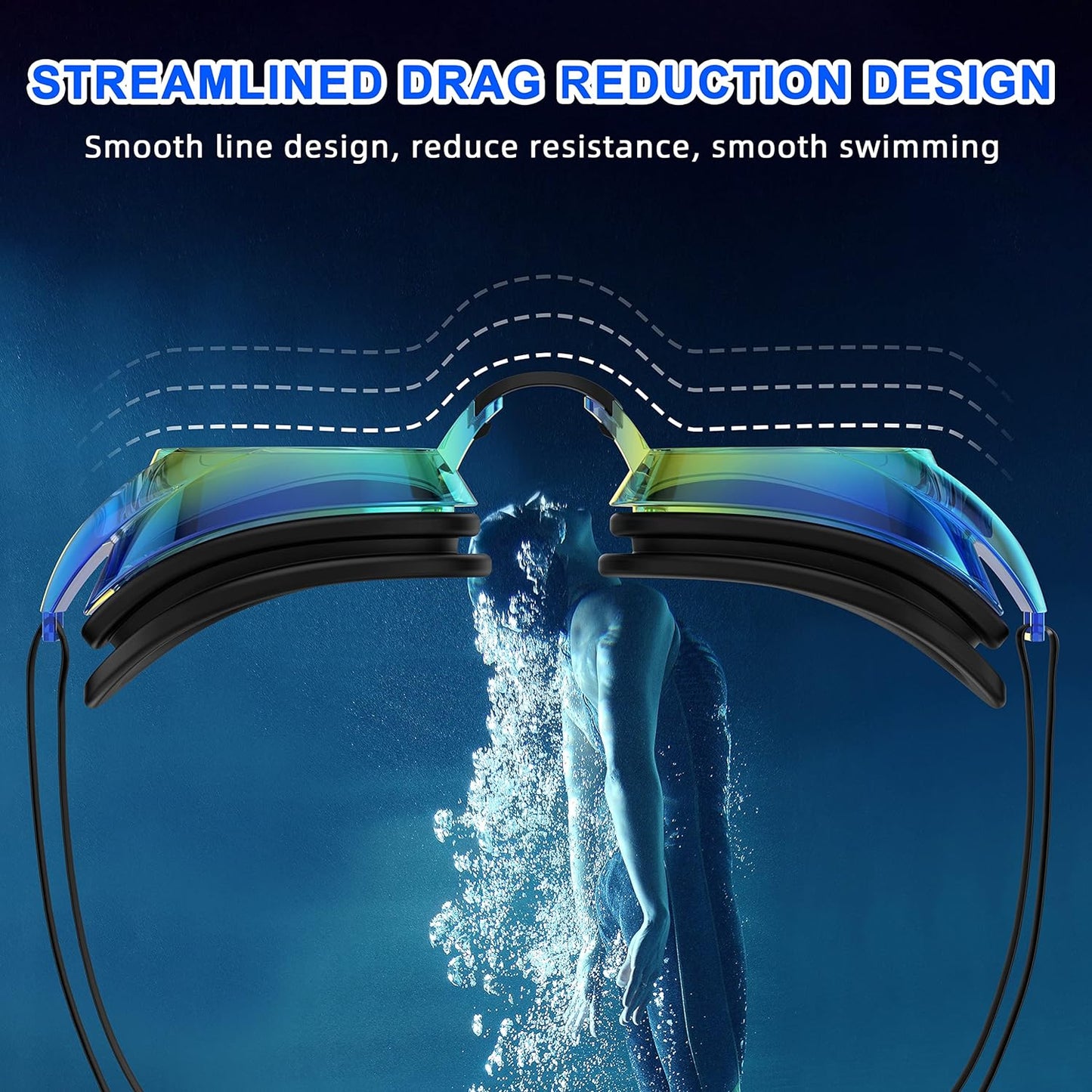 Swim Goggles, No Leak Waterproof Swimming Goggles for Kids,Men,Women, Goggles with Nose Cover, Tinted, Anti-fog Lenses with UV Protection