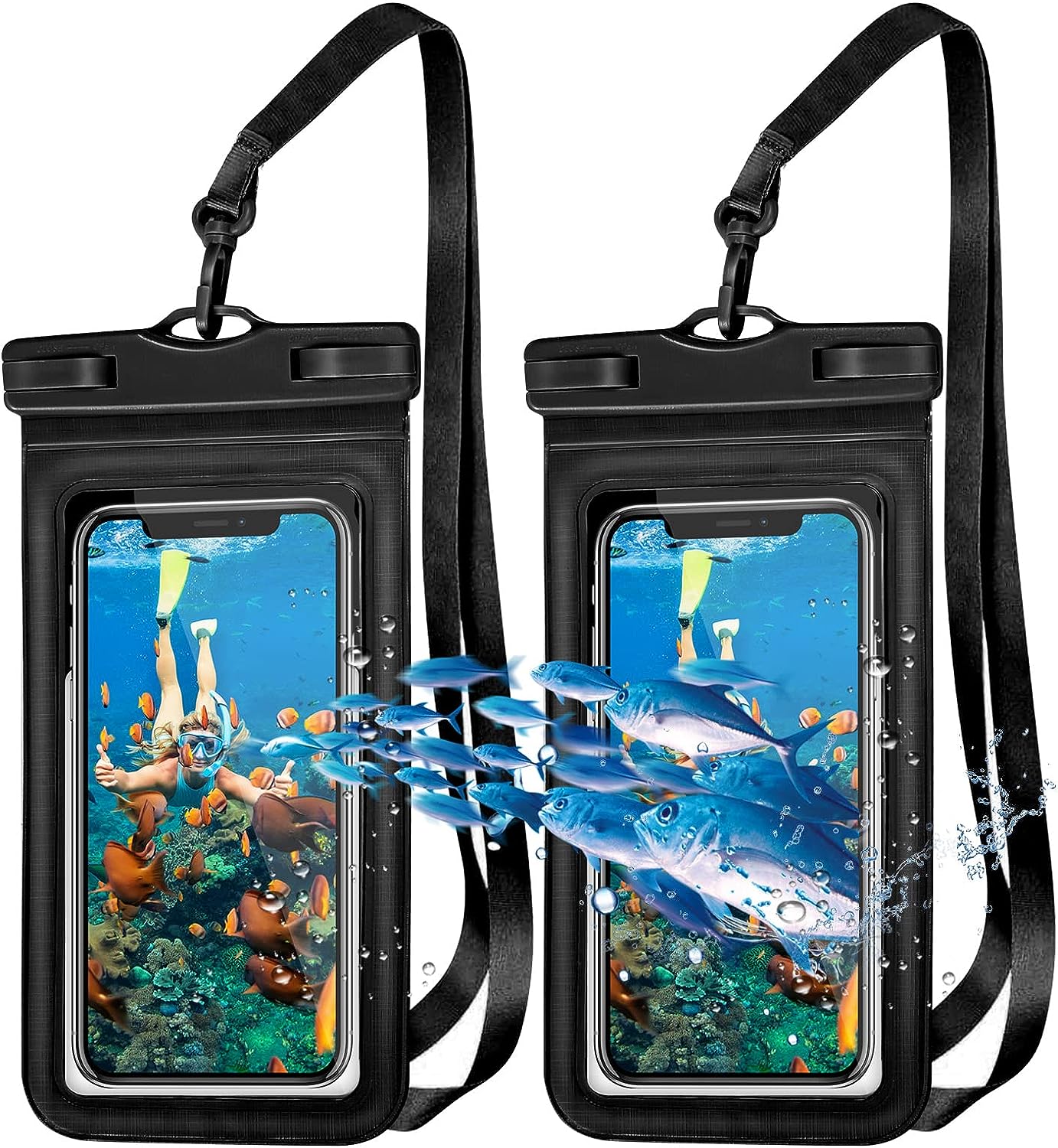 Multi-Device Waterproof Phone Case: IPX8 Certified for iPhone/Android, Ideal for Outdoor Adventures, Beach Visits, Tourists & Tech Lovers, Stylish 8.3-inch Black+Blue Design, Max Protection