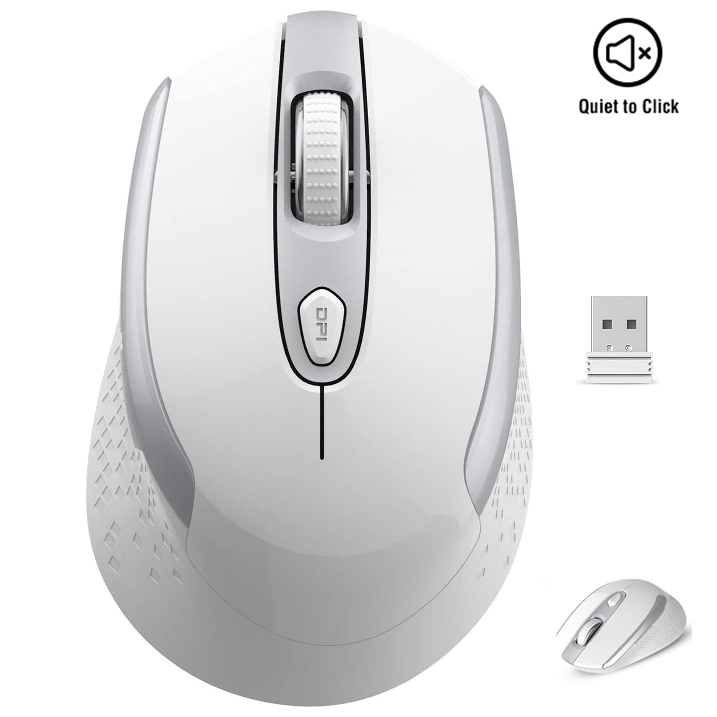 Computer Mouse Wireless, 2.4G Ergonomic Optical Mouse, Computer Mouse for Laptop, PC, Computer, Chromebook, Notebook, Auto-sleep Mode, USB Receiver, 6 Buttons, 3 Adjustment DPI, Blue