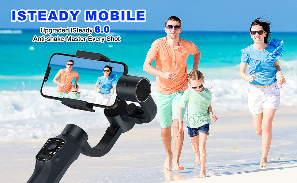 QSCQ Gimbal Stabilizer for Smartphone, 3-Axis Gimbal Gimbal for iPhone and Android Selfie Stick, Portable and Foldable Phone Stabilizer for Video Recording with Face/Object Tracking