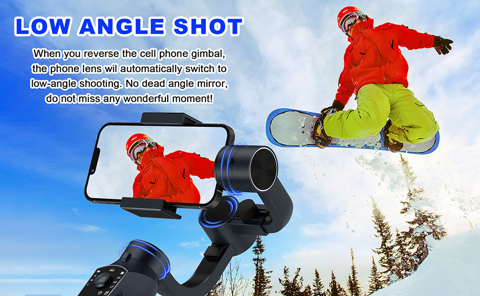 QSCQ Gimbal Stabilizer for Smartphone, 3-Axis Gimbal Gimbal for iPhone and Android Selfie Stick, Portable and Foldable Phone Stabilizer for Video Recording with Face/Object Tracking